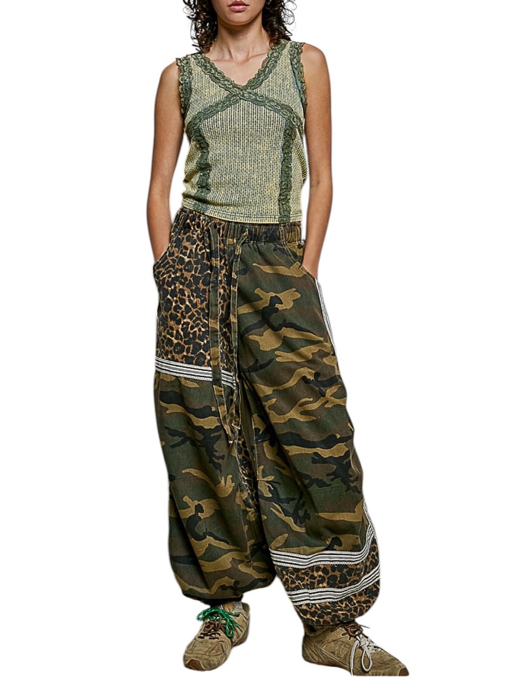 322. Women’s POL Camo & Leopard Wide-Leg Drawstring Pants - Picture 4 of 4